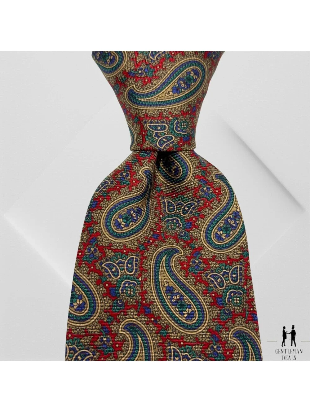 Lanvin Paris Red  Blue Paisley Print Silk Tie 58x3.5 Red Italy Mens Neck tie